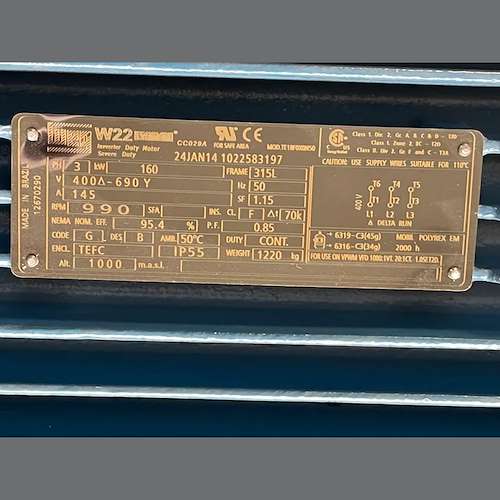 الکتروموتور  WEG وگ -W22- 160 KW- 990 RPM